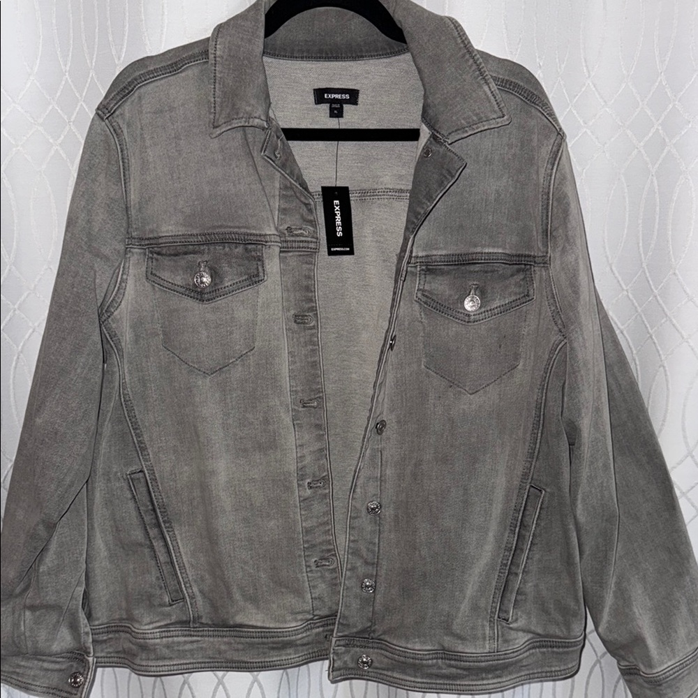 Express Gray Jean Jacket Classic Style